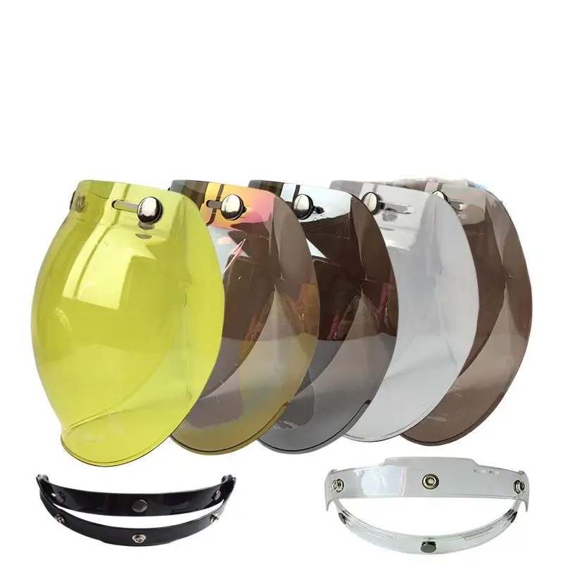 Motorcycle Gear Yellow - 黄色のオートバイヘルメットバイザーバブルシールドレトロヴィンテージミラーレンズヘルメットマスクバイク用安全装備