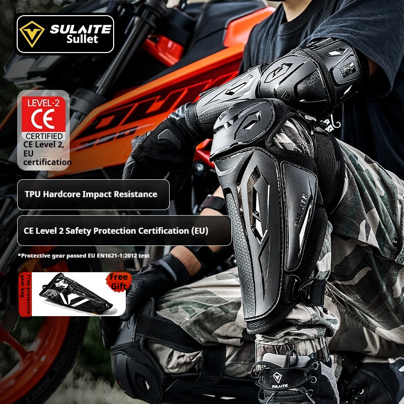 Motorcycle Gear Full Set - SULAITE バイク用膝肘パッド CE2 4ピースセット 360°フルラップ 3Dサイドガード