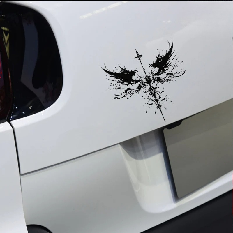 Motorcycle Gear Outlet - パーソナライズされたクリエイティブな天使の羽のカーデカール、車やバイク用の防水反射装飾