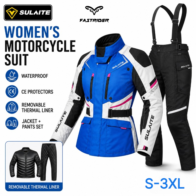 Motorcycle Gear Jacket And Pants - 女性用オートバイライディングスーツ 冬用防水保護ギア ジャケットパンツ 取り外し可能なサーマルライナー ツーリングバイクウェア