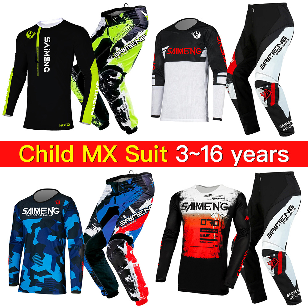 Motorcycle Gear Kids - 子供用エンデューロスーツ キッズモトクロススーツ 男の子と女の子用ライディングウェア 名前と番号カスタマイズ可能 3歳、4歳、5歳、6歳、7歳、8歳、9歳