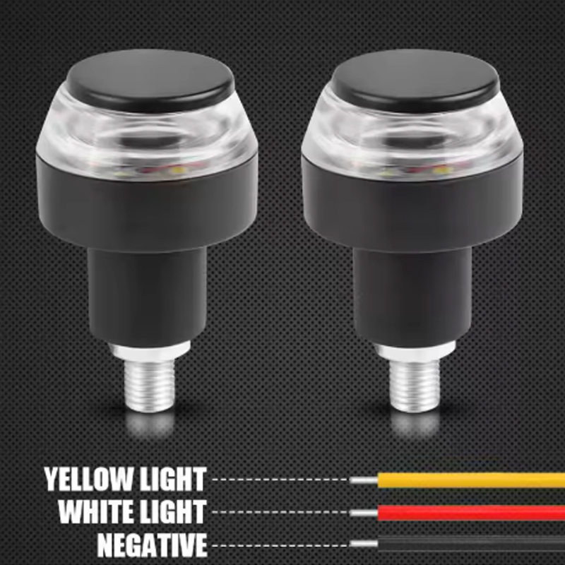 12V LED オートバイハンドルバーエンドターンシグナルラ - Motorcycle Gear Yellow のレビューと価格