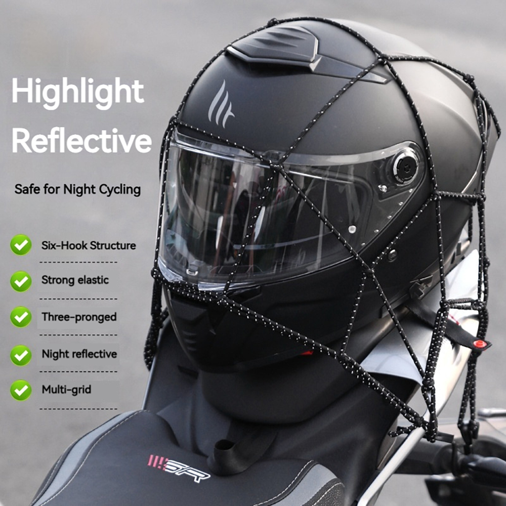 6 フック荷物ネット保護具ユニバーサルオートバイヘルメットメ - Motorcycle Gear Wardrobe のレビューと価格