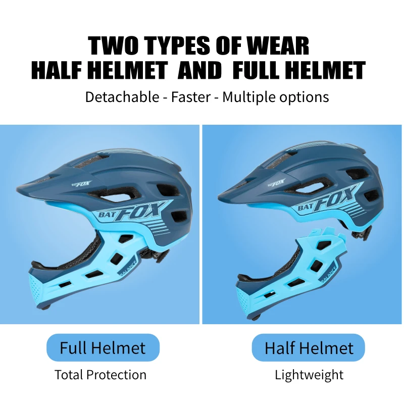 Batfox-子供用の取り外し可能なフルフェイスヘルメット, - Motorcycle Gear Kids のレビューと価格