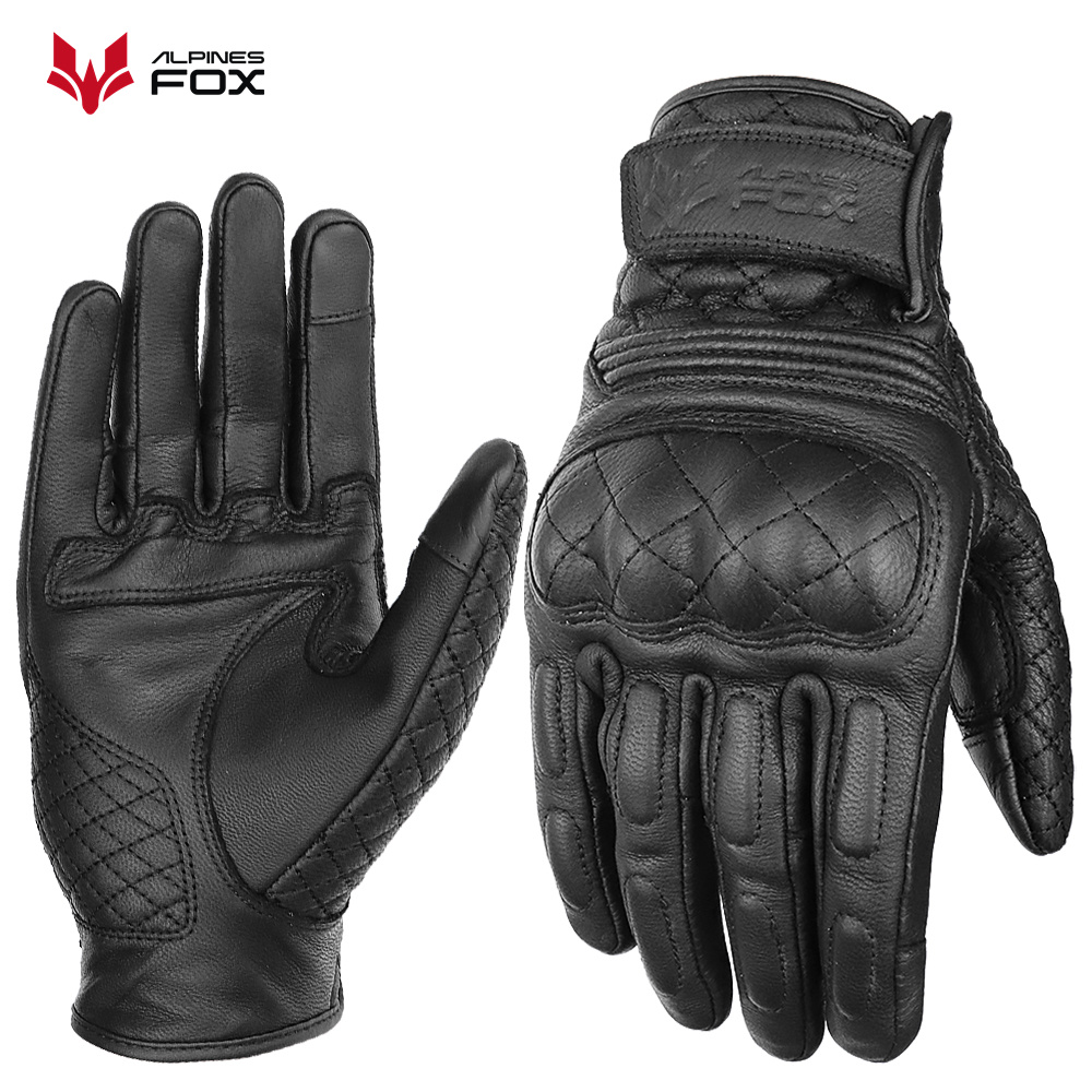 レトロオートバイ手袋本革フルフィンガー黒黄色男性女性保護具バ - Motorcycle Gear Yellow のレビューと価格