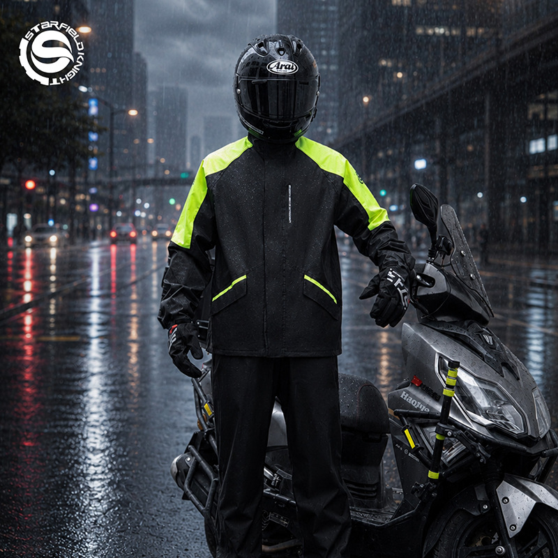 男女兼用レインスーツジャケット＆パンツ 反射材付きバイク用レ - Motorcycle Gear Jacket And Pants のレビューと価格