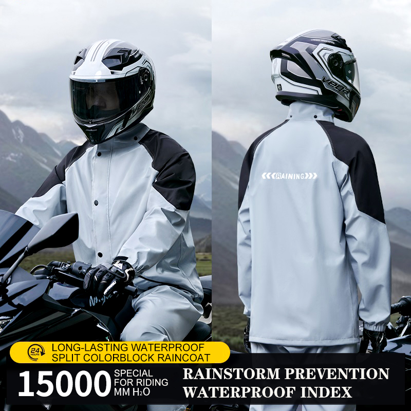 男女兼用反射材付きバイク用レインスーツ、防水透湿レインジャケ - Motorcycle Gear Jacket And Pants のレビューと価格