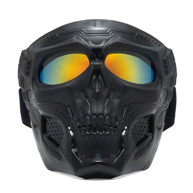 スカルオートバイフルフェイスマスク防風保護マスクゴーグル付き - Motorcycle Gear Full Set のレビューと価格