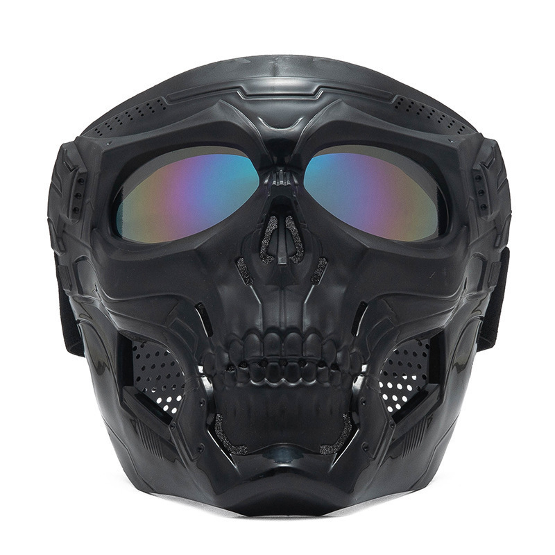 スカルオートバイフルフェイスマスク防風保護マスクゴーグル付き - Motorcycle Gear Full Set のレビューと価格